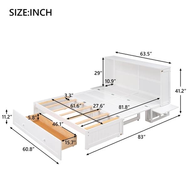 Murphy Bed with Drawer and Little Shelves on Each Side Bed Bath