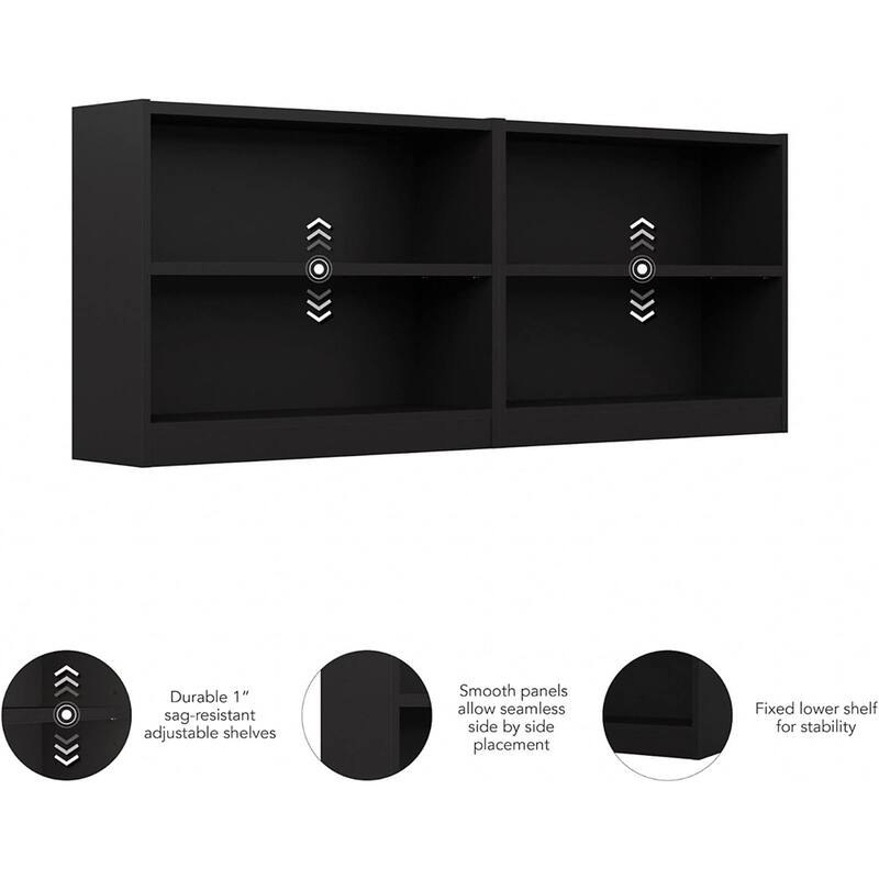 Universal Small 2 Shelf Bookcase in Black - Set of 2