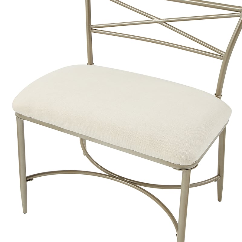 Azalea Park Champagne Gold Upholstered Iron Vanity Bench - Champagne Gold & Creamy White - 24.41 W x 19.29 D x 30.71 H"
