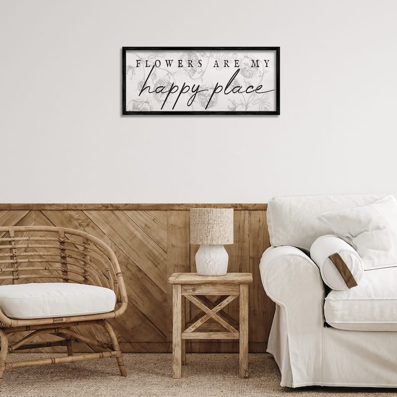 Stupell Flowers Are Happy Place Framed Giclee Art Design By Lil' Rue