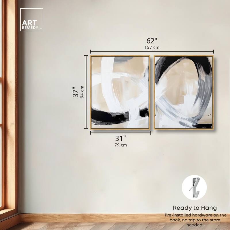 Neutral Interplay I Canvas Set of 2 by Art Remedy