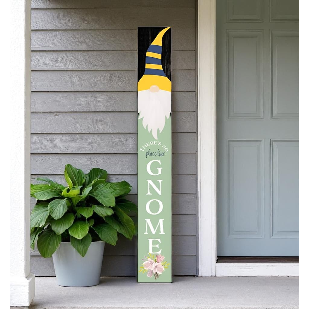 HomeRoots 72" Light Green Solid Wood No Place Like Gnome Porch Welcome Sign