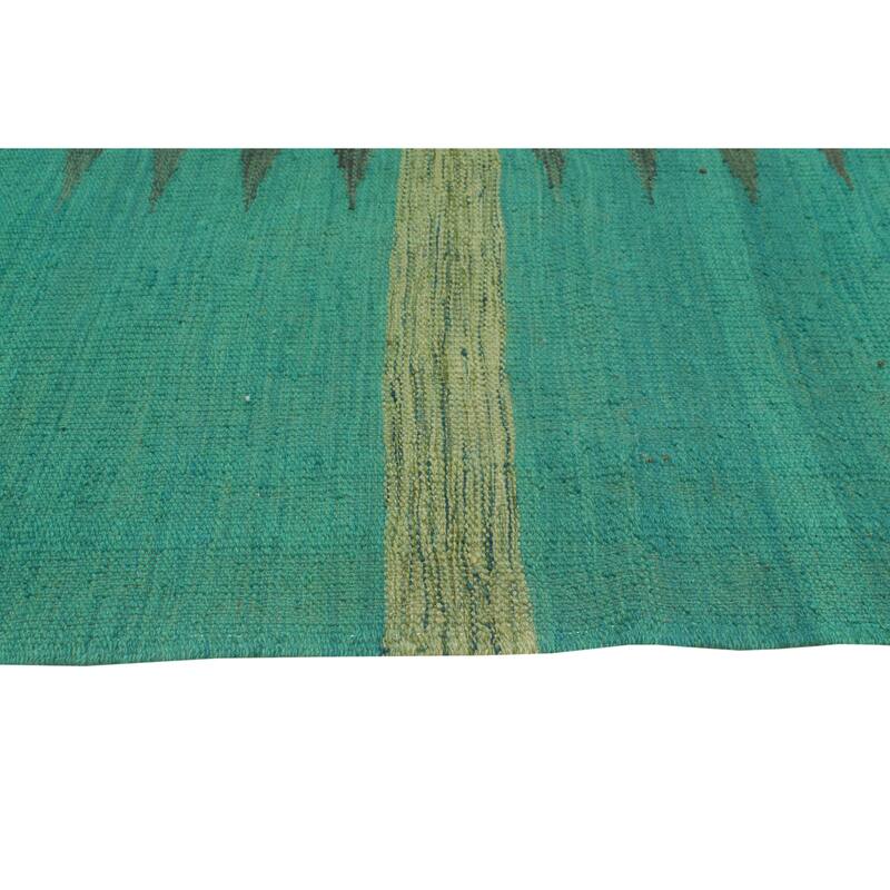 Noori Rug Winchester Kilim Rayna Turquoise/Grey Runner - 2'5" x 6'4"