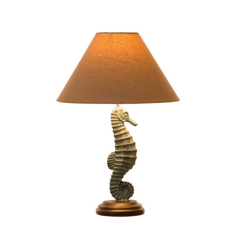 Glitzhome 20.25"H Polyresin Seahorse Wood Base Table Lamp
