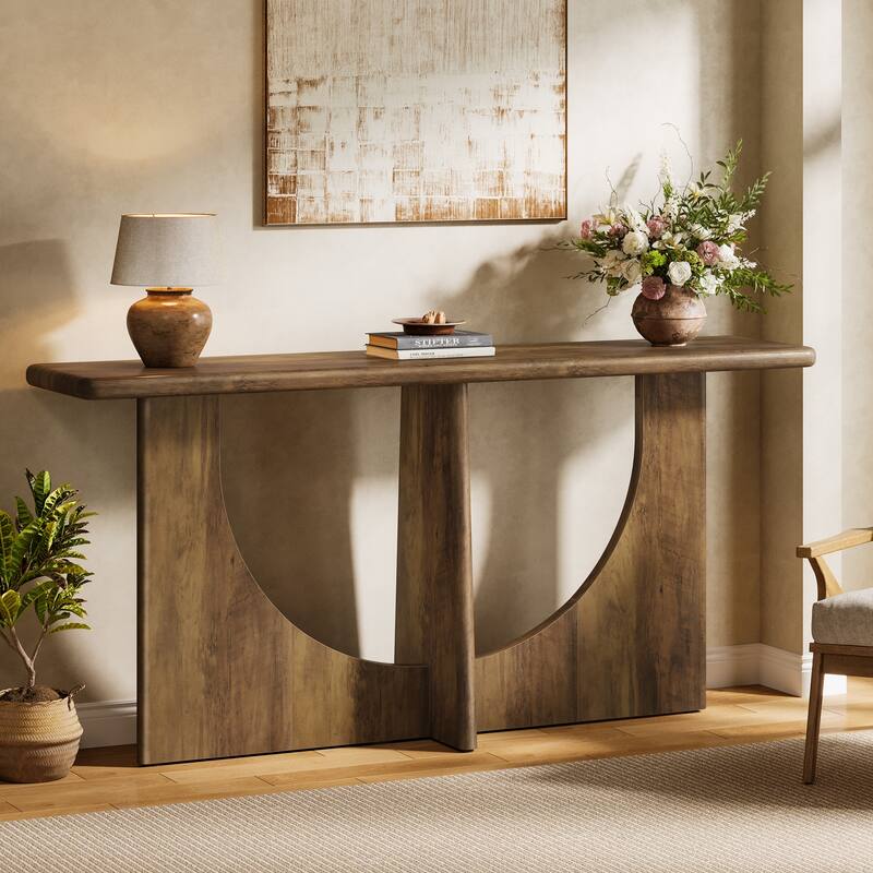 71-Inch Console Table with Sturdy Geometric Frame