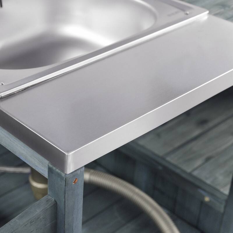 75.4" Rolling Outdoor Kitchen Island with Stainless Steel Top, Premium Solid Wood Grill Cart with Sink and Wheels for Outdoor