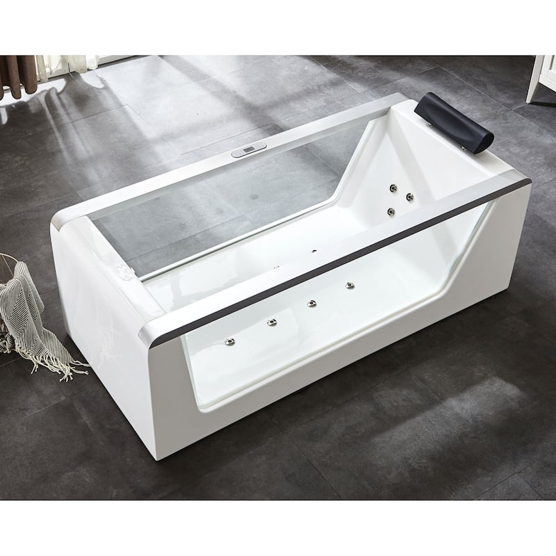 Eago Alfi Trade 71" Free Standing Acrylic Air Tub with Right Drain,