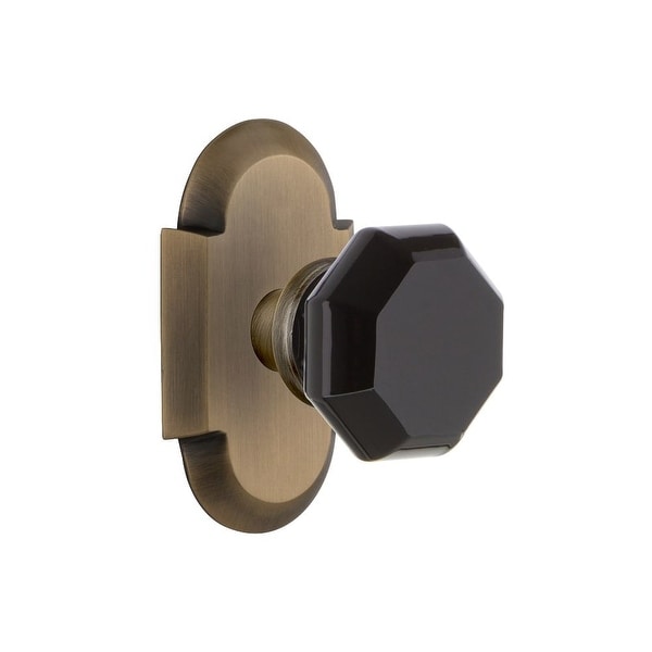 Nostalgic Warehouse COTWAB_PRV_234_NK Cottage Solid Brass Rose Privacy Knob Set with Black Waldorf Knob and 2-3/4" Backset