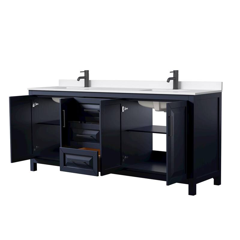 Daria 80-inch Double Vanity, Single Hole Quartz Top