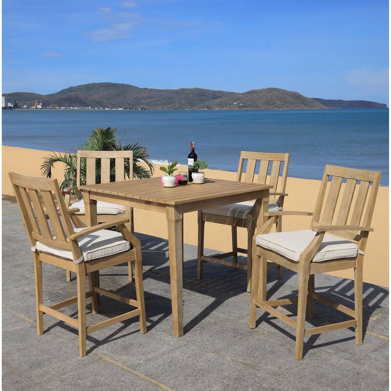 SAFAVIEH Couture Mozelle Patio Bar Table. - 44" x 44" x 38.6" - 44Wx44Dx39H