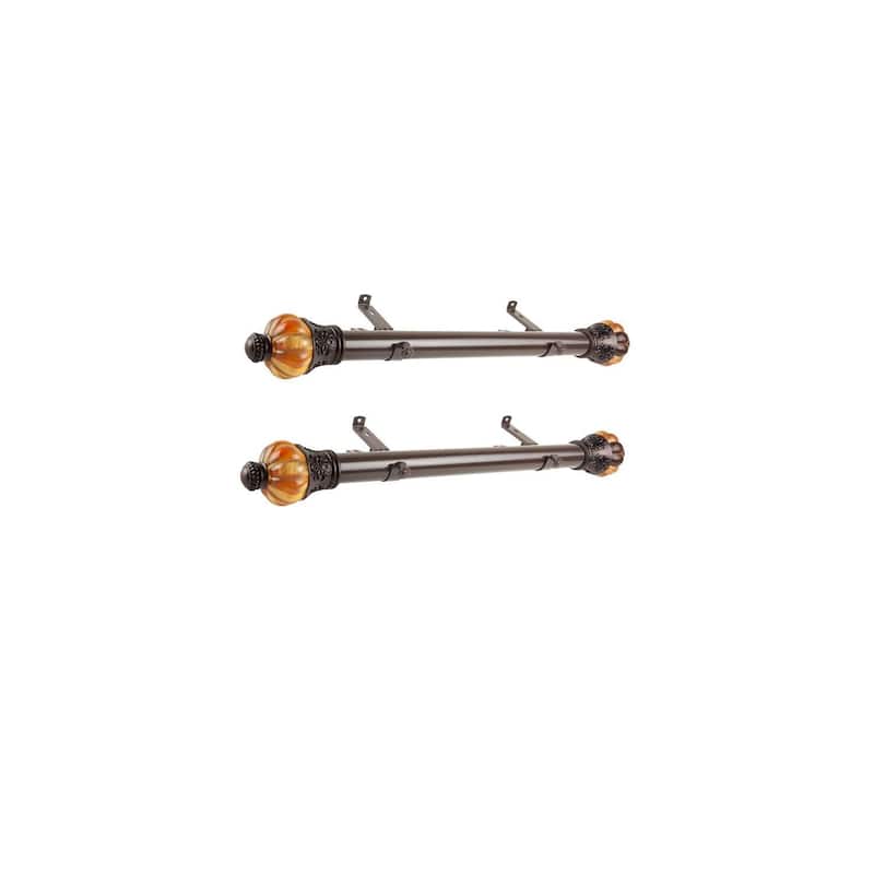 Boho Curtain Rod Set - Steel Rods & Resin Finials - 12-20 Inch - Window Drapery Rods - M