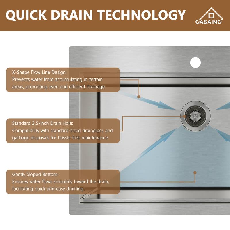 Handmade All-in-One Drop-In 2-hole 33 in. Single Bowl 18 Gauge Stainless Steel Workstation Kitchen Sink with Spring Neck Faucet