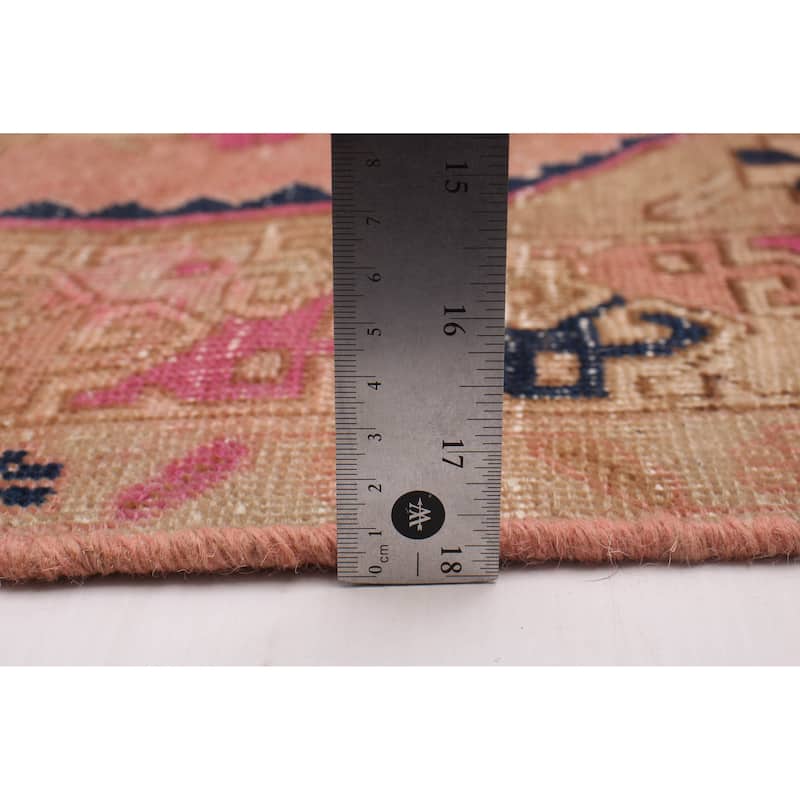 ECARPETGALLERY Hand-knotted Antalya Vintage Salmon Wool Rug - 4'5 x 9'2