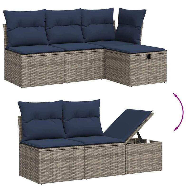 vidaXL Patio Sofa Set with Cushions Outdoor Furniture 7 Piece Poly Rattan