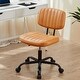 preview thumbnail 10 of 21, Armless Home Office Desk Chair, PU Leather Low Back Task Chair with Wheels, Adjustable Height 360° Rolling Vanity Chairs - N/A