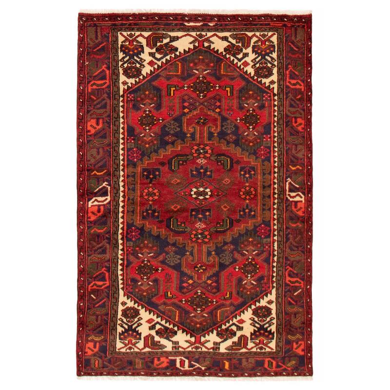 ECARPETGALLERY Hand-knotted Andelz Red Wool Rug - 4'0 x 6'3 - Dark Red - 4'0 x 6'3