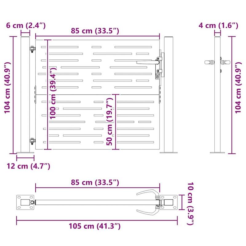 vidaXL Garden Gate 39.4x39.4" Corten Steel Square Design - 43.3 x 41.3"