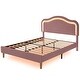 preview thumbnail 65 of 66, Velvet Upholstered Platform Bed Smart LED Bed Frame with Adjustable Height Headboard, Noise-Free Slat Support for Night's Sleep