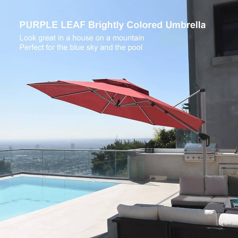 PURPLE LEAF 13 ft Round Offset Hanging Patio Umbrella
