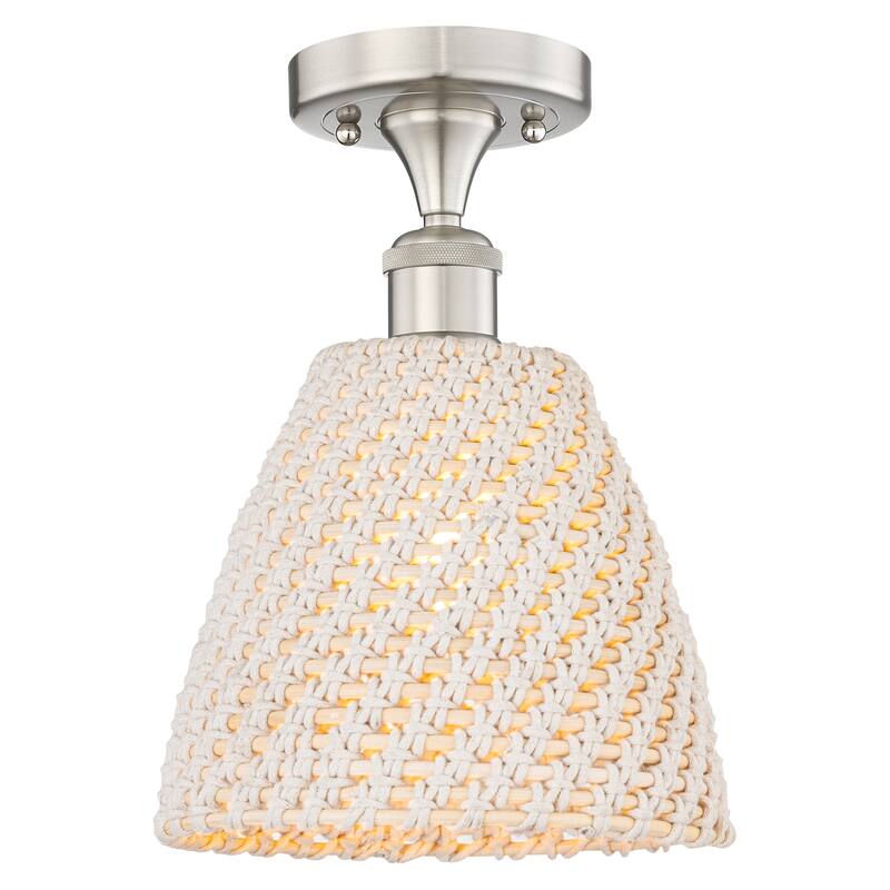 Innovations Lighting Endless Possibilities Edison - Bristol Natural - 1 Light 9" Semi-Flush Mount - Brushed Satin Nickel