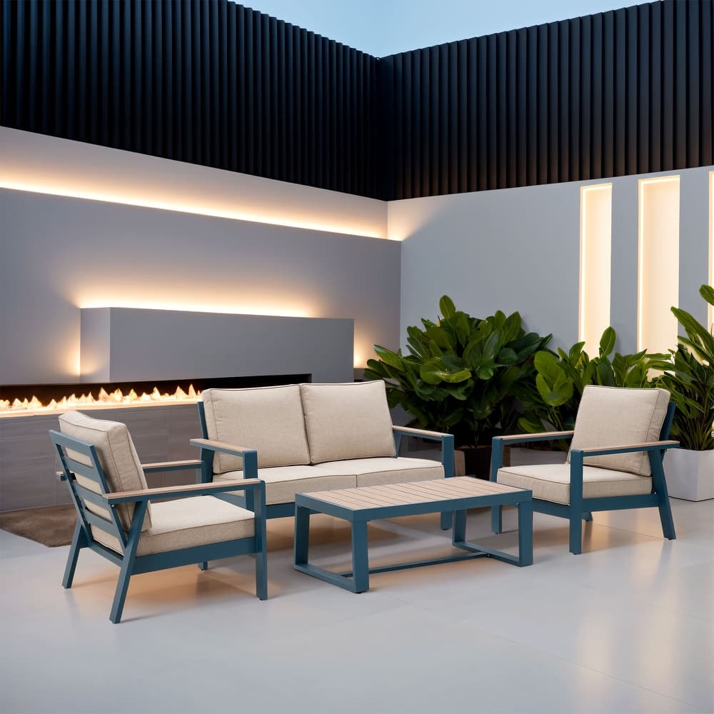 Zenova Aluminum Patio Conversation Sets,Outdoor Sofa Sets