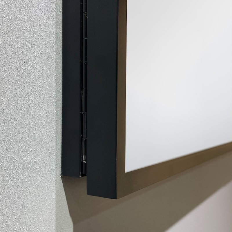 30 in. W x 26 in. H Black Framed Wall Mounted or Recessed Bathroom Medicine Cabinet with Mirror - 30" x 26"