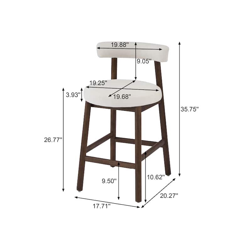 Christopher Knight Home - Riven Natural Rubberwood 26.77" Counter Stool Set with Beige Upholstery
