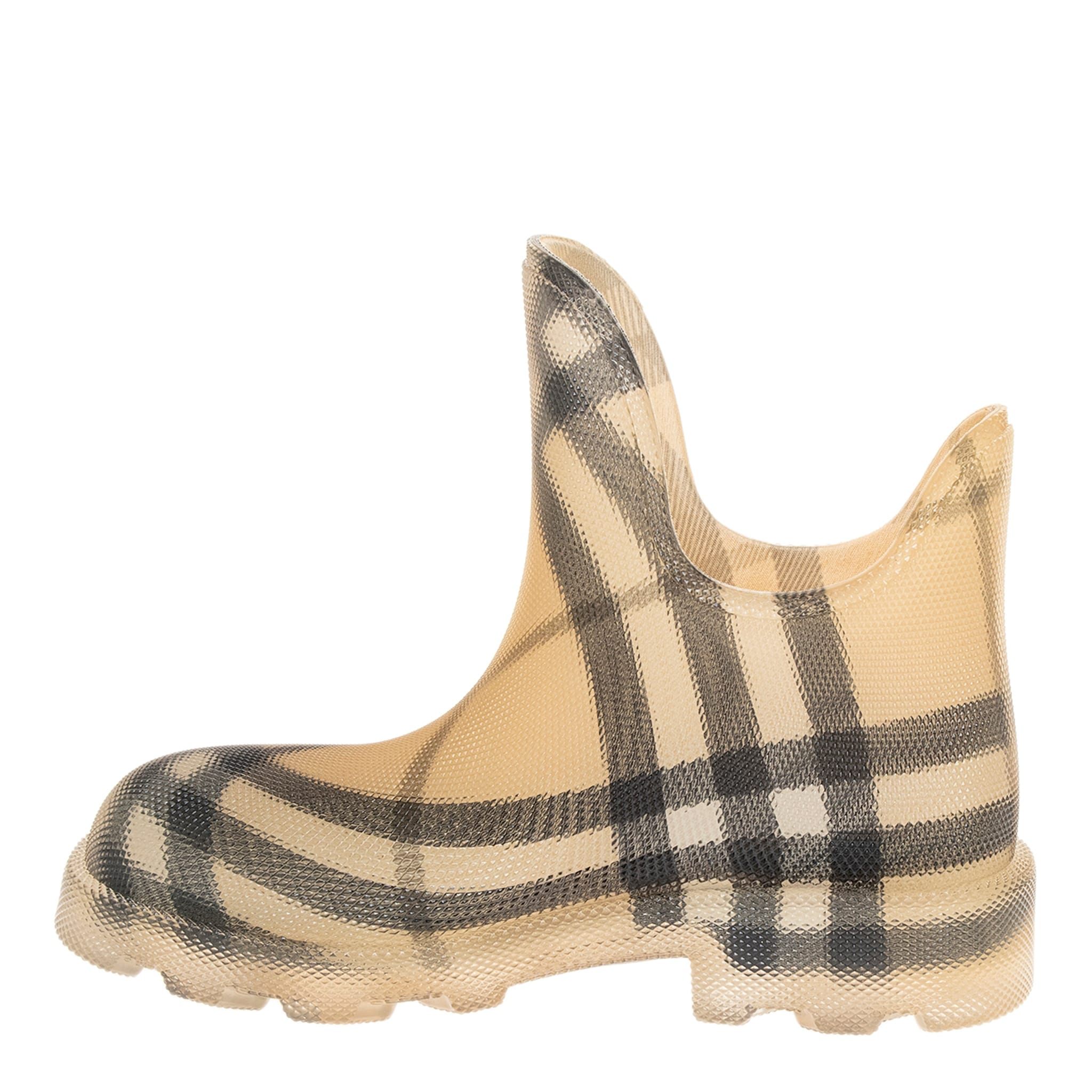 Burberry Lichen Plaid Ankle Boots Check Panel Leather Ankle Boots in Black - Women | Burberry  main image 4