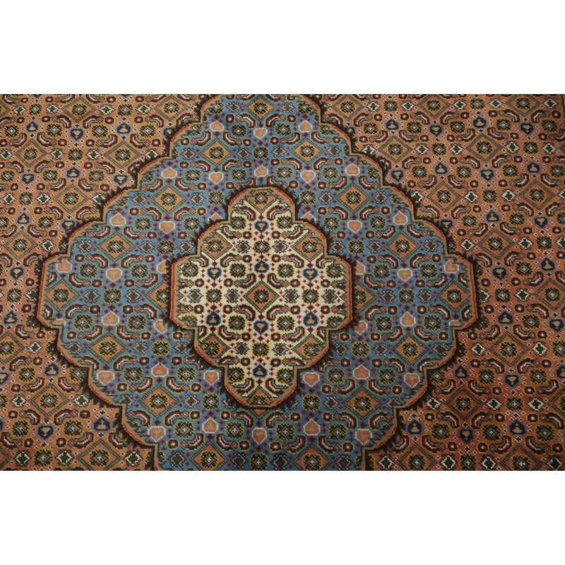Hand Knotted Oriental 100% Wool Carpet Traditional Geometric Coral Tabriz Area Rug - 9' 3'' X 6' 5''