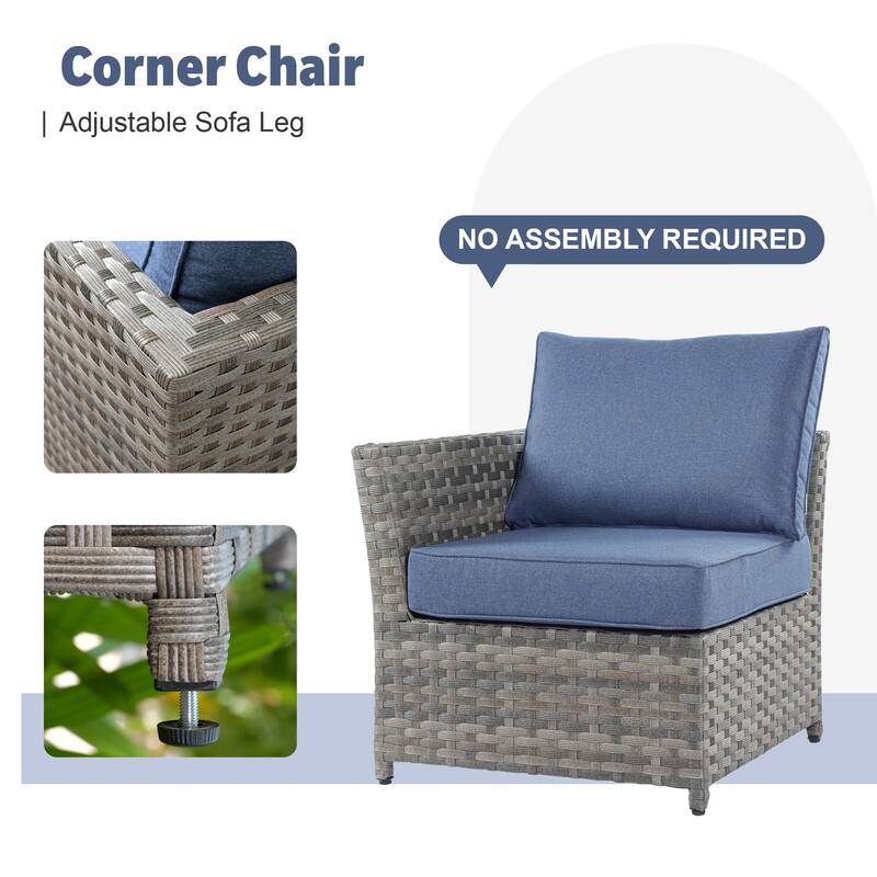 XIZZI 13-piece Outdoor Patio Furniture Wicker Seating Set with Fire Pit