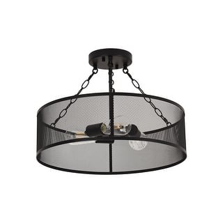 3-Light Semi Flush Mount Light - Matte Black