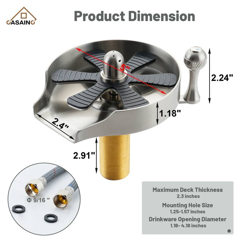 5 in. Kitchen Sink Hot and Cold Glass Rinser