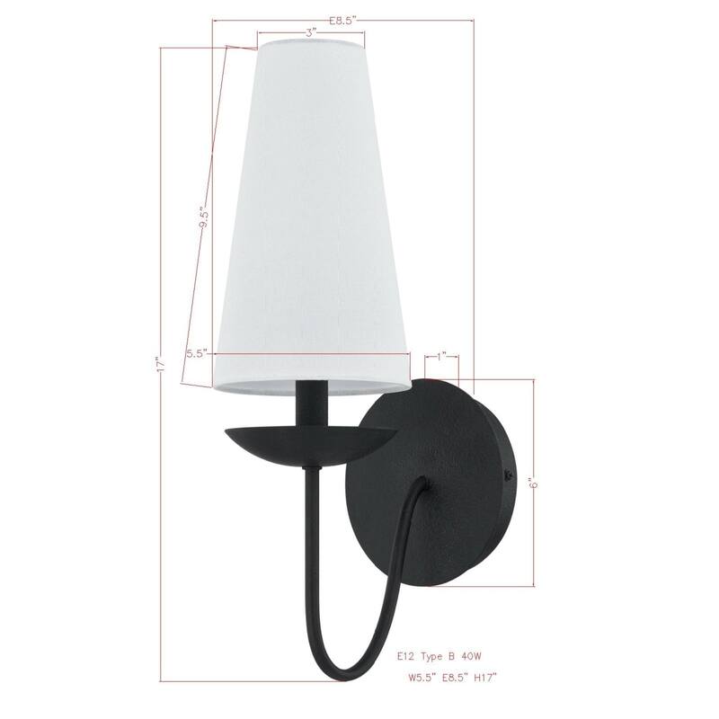 Marley Metal Wall Sconce, Black