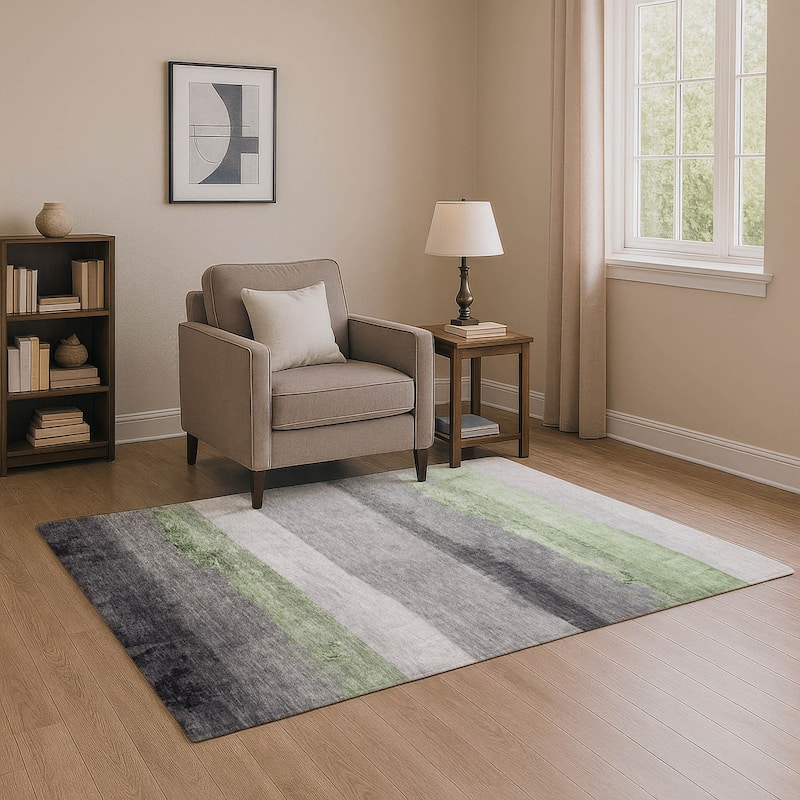 Premium Washable Super Soft Ombre Stripes Mayfield Rug - Aloe - 10' x 14'