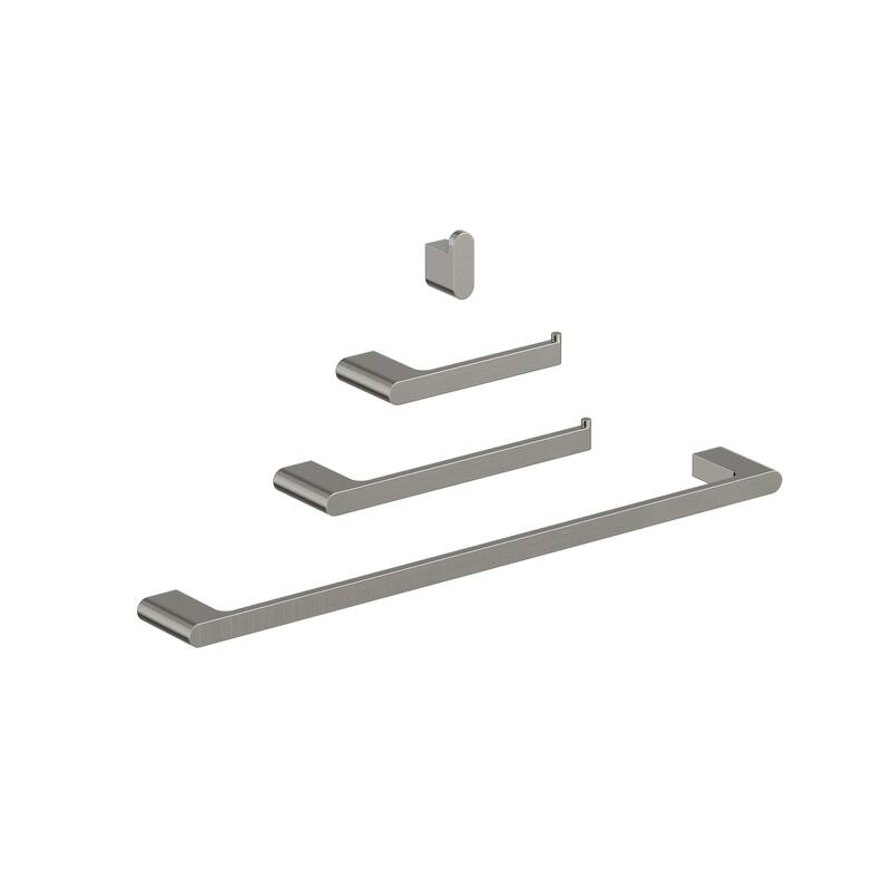 4-Piece Bathroom Hardware Accessories Set, Wall Mount Towel Bar, Toilet Paper Holder, Hand Towel Rack 1 Towel Hooks - Brushed Nickel