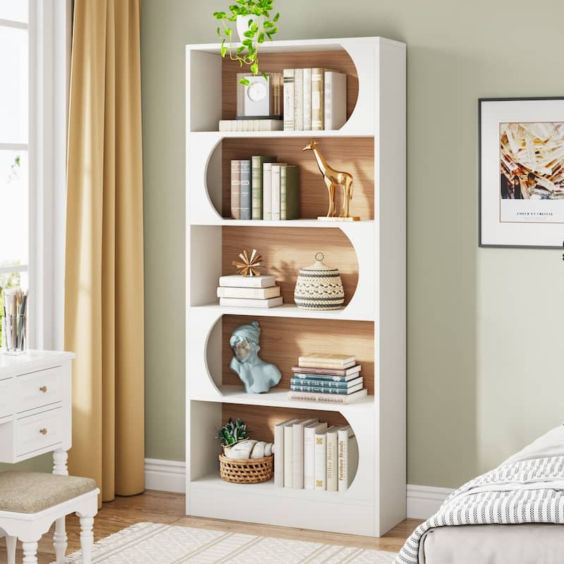 Modern 6 Tier Bookshelf, 71 Inch Tall Bookcase with Classic Shape