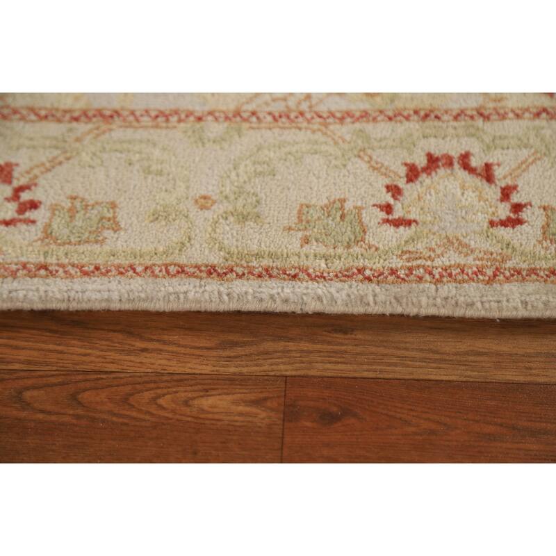 Hand Knotted Oriental 100% Wool Carpet Traditional Floral Greys & Charcoal Chobi-Peshawar Runner Rug - 20' 5'' X 2' 7''