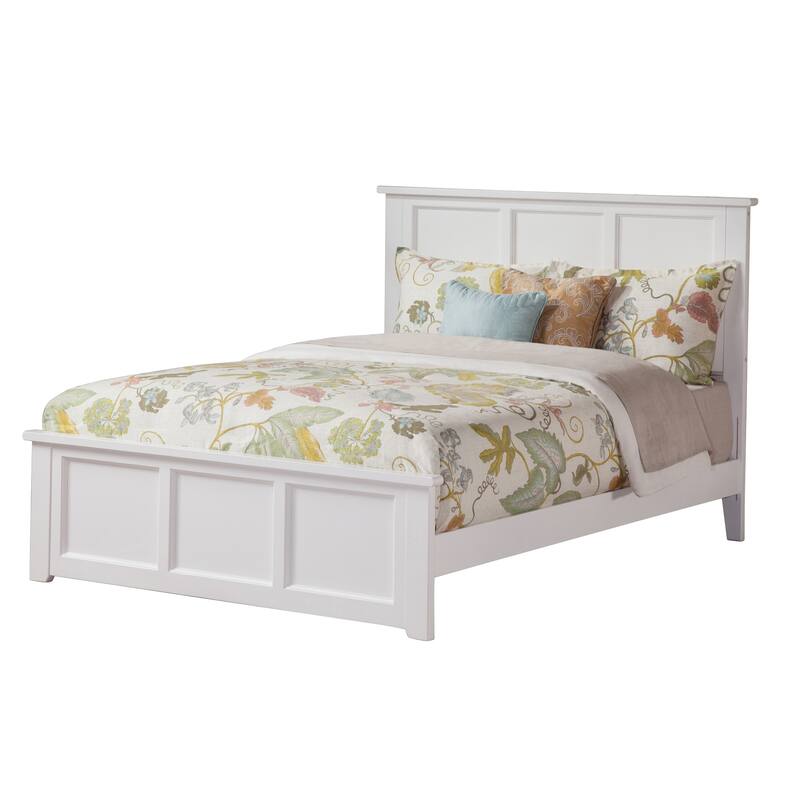 AFI Madison Queen Size Platform Bed with Matching Footboard & Charging Station in White