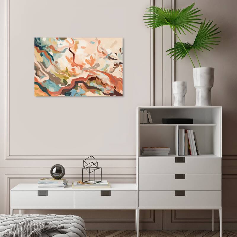 Wynwood Studio Canvas Abstract Integrated Petals Orange and Light Pink Modern & Contemporary Wall Art Canvas Print - 16 x 24