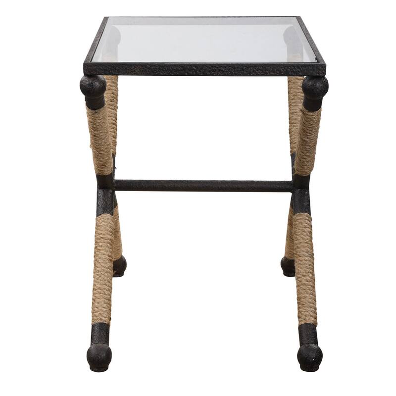 Uttermost 24983 Braddock 16" Wide Glass Top Iron Side Table with