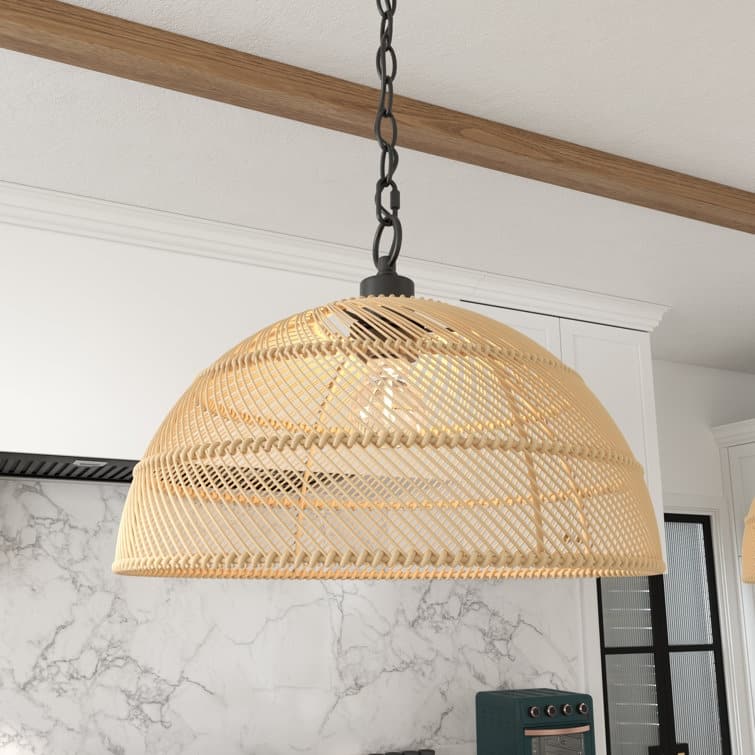 Acroma 1 - Light Hand-Woven Rattan Dome Pendant Light - 1-light