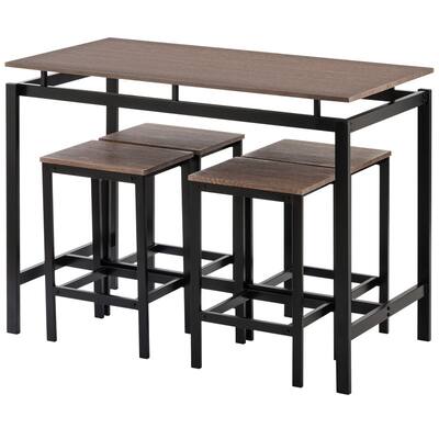 5-Piece Compact Counter Height Bistro Dining Set with 1 Table&4 Chairs for Small House Apartment Dining Room