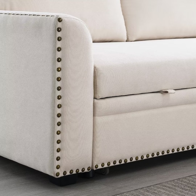 Modern Reversible L-shaped Sleeper Sectional Sofa Bed with Storage Chaise