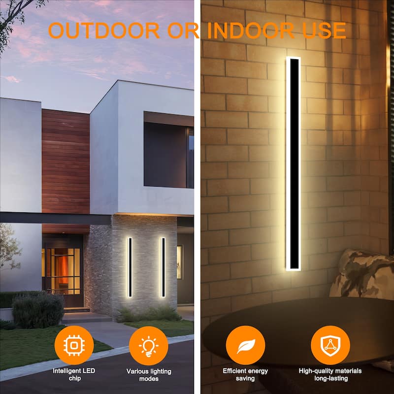2-Pack 40" Outdoor Long Strip Modern LED Wall Lighting Fixture Lamps