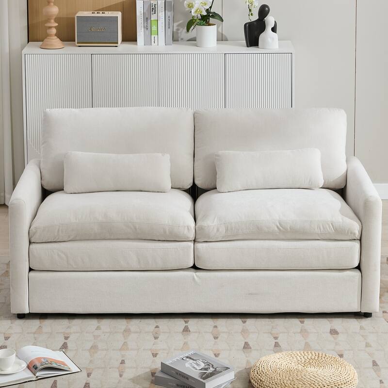 Living Room Cloud Plush Upholstered Sofa with Double Cushion