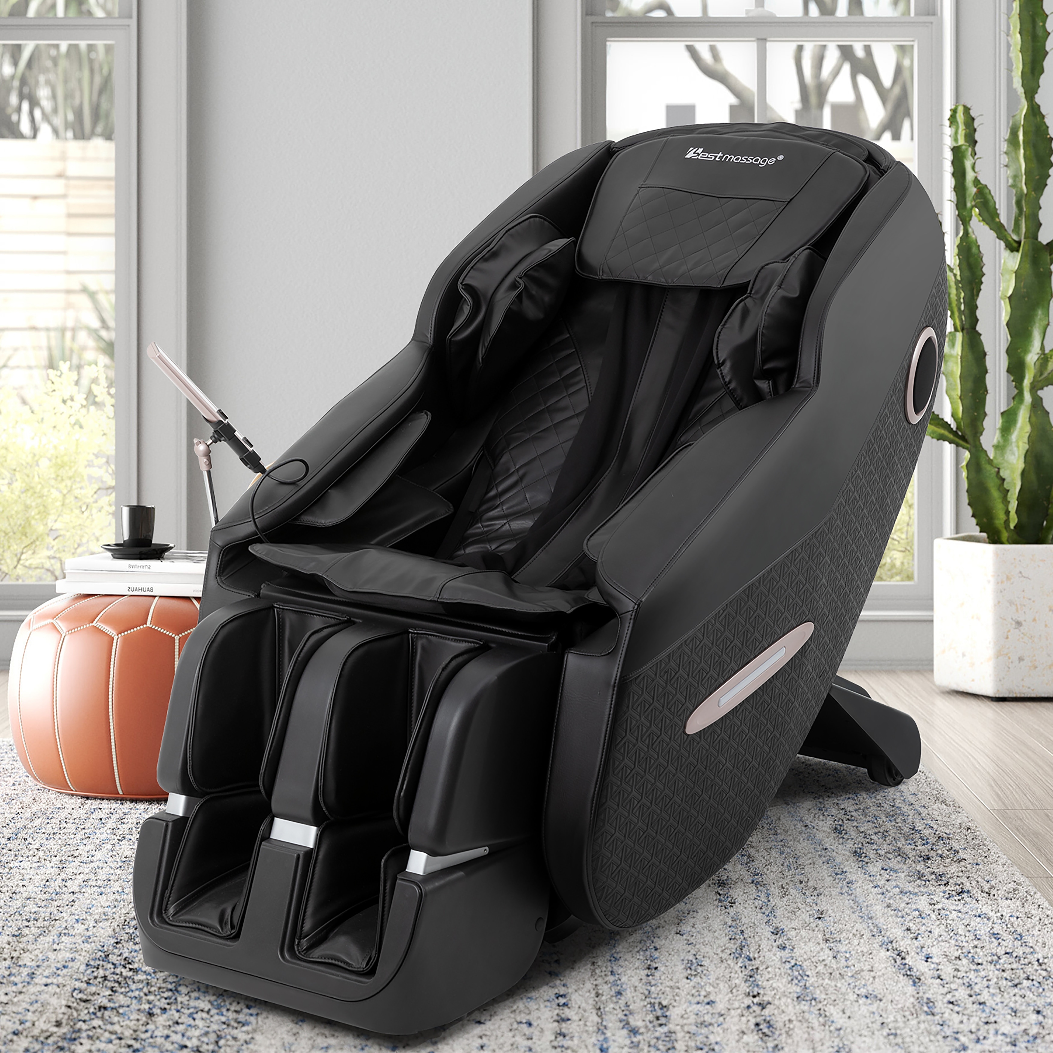 Furniture of America Prea Modern Faux Leather Zero Gravity Massage Chair with Bluetooth Speaker and LED Light