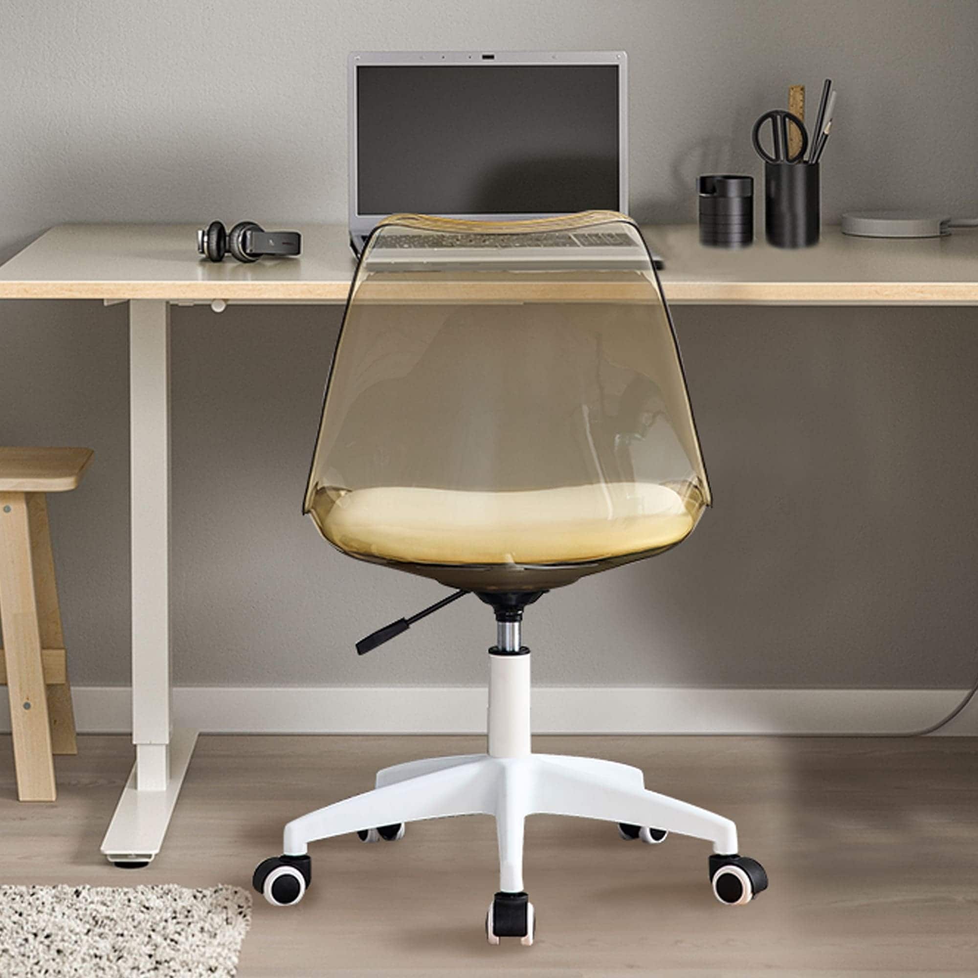 Home Office Desk Chair, Adjustable 360 °Swivel Height Modern Plastic Computer Chair with Wheels for Living Room Office