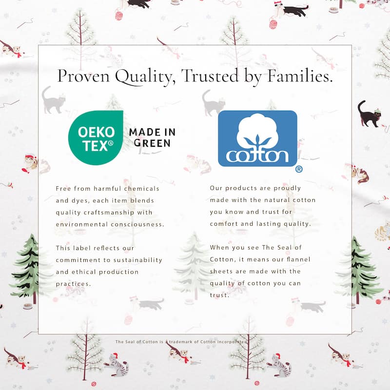 Linery & Co. Turkish Cotton Double-Brushed Christmas Flannel Bed Sheet Set