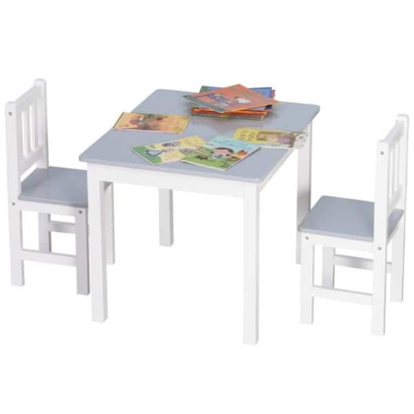 slide 2 of 7, Lightweight Kids Table and Chair Set, 3-Piece Wooden Furniture for Arts, Meals, and Daily Activities, Age 3+ Grey