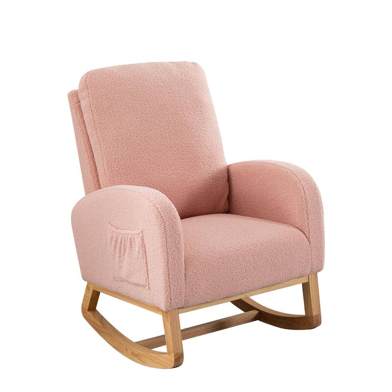 Nursery Rocking Glider Chair with High Back and Side Pocket